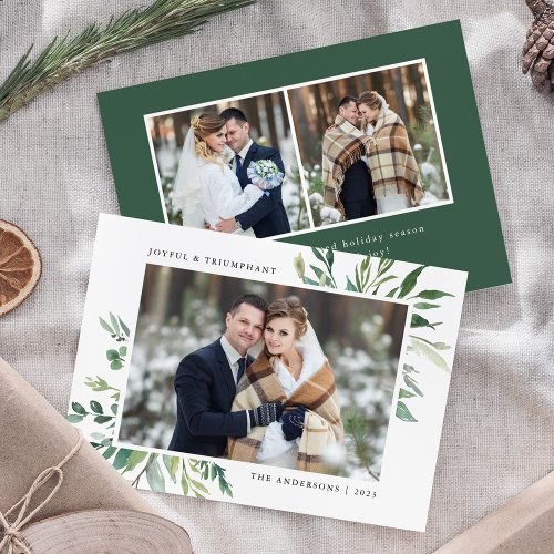 Winter Greenery  Holiday Photo Card