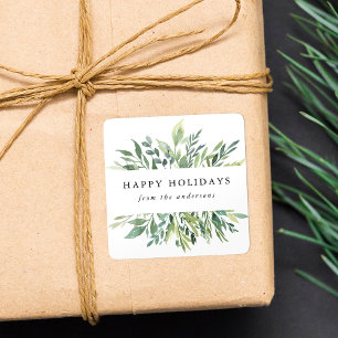 Winter Greenery   Holiday Square Sticker