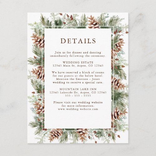 Winter Greenery Holiday Wedding Enclosure Cards