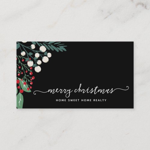 Winter Greenery Holly and Berries Christmas  Business Card