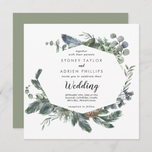 Winter Greenery Informal Wedding Invitation