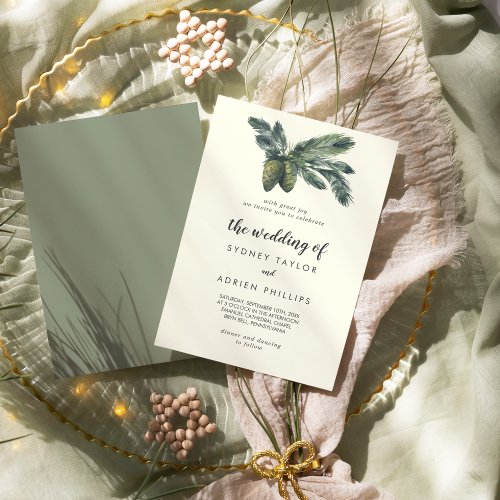 Winter Greenery  Ivory The Wedding Of  Invitation