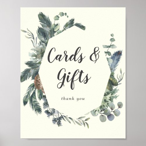 Winter GreeneryIvory Wedding Cards and Gifts Sign