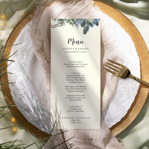 Winter Greenery  Ivory Wedding Dinner Menu