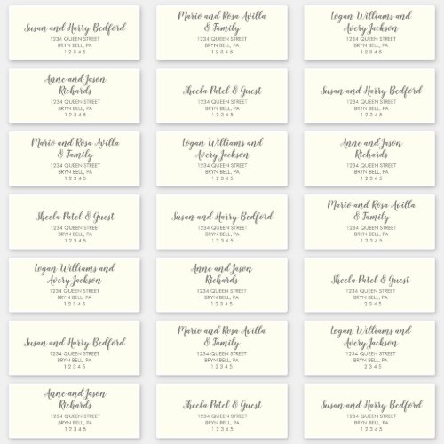 Winter GreeneryIvory Wedding Guest Address Labels