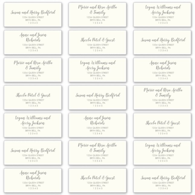 Winter Greenery|Ivory Wedding Guest Address Labels (Front)