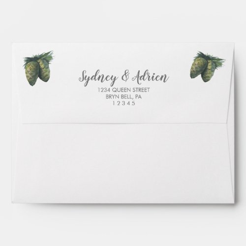 Winter Greenery  Ivory Wedding Invitation  Envelope