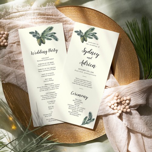 Winter Greenery  Ivory Wedding Program