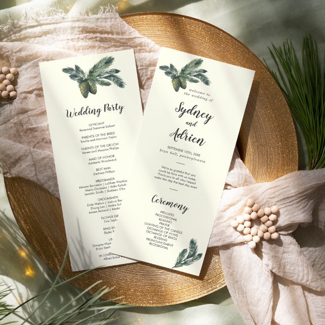 Winter Greenery | Ivory Wedding Program (Creator Uploaded)
