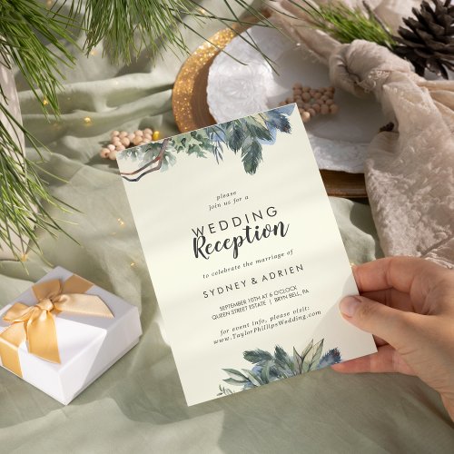 Winter Greenery  Ivory Wedding Reception Only  Invitation
