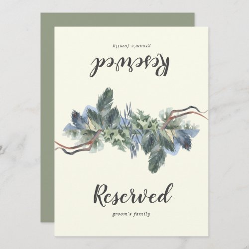 Winter Greenery  Ivory Wedding Reserved Sign