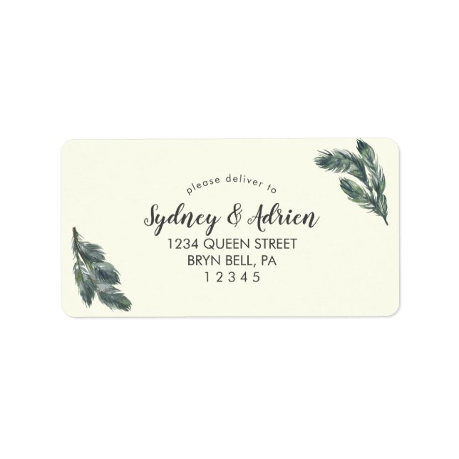 Winter Greenery | Ivory Wedding RSVP Address  Label (Front)