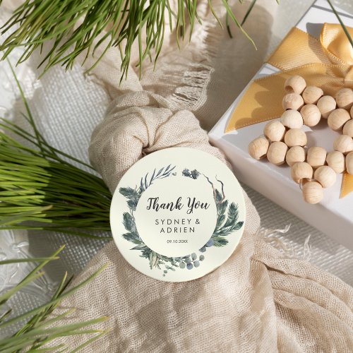 Winter Greenery  Ivory Wedding Thank You  Favor Tags
