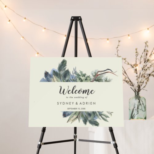 Winter Greenery  Ivory Wedding Welcome  Foam Board