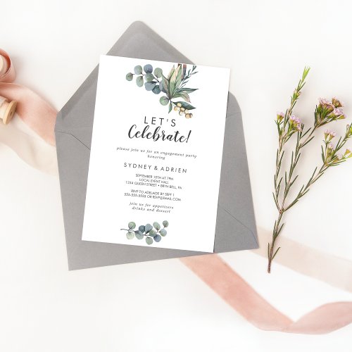 Winter Greenery Lets Celebrate Party Invitation