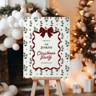 Winter Greenery Merry Christmas Party Welcome Sign