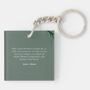 winter greenery mistletoe merriest photo christmas keychain