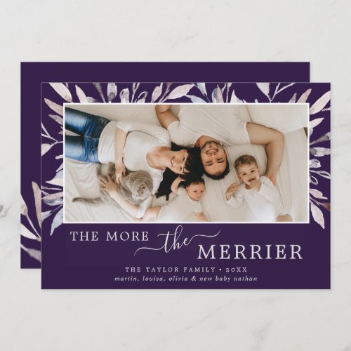 Winter Greenery More The Merrier Baby Birth Holiday Card