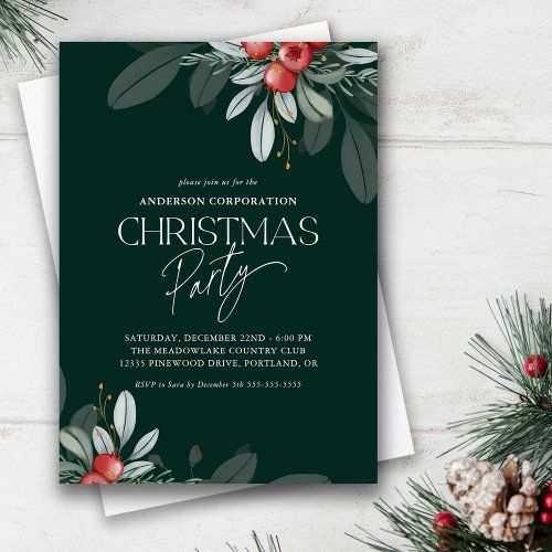 Winter Greenery Office Christmas Party Invitation