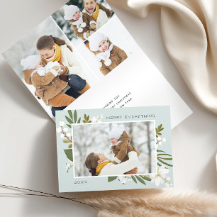 Winter Greenery Photo Folded Holiday Card