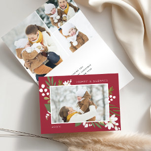 Winter Greenery Photo Folded Holiday Card