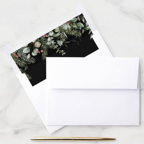 Winter Greenery Pine and Berries Envelope  Envelope Liner