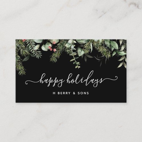 Winter Greenery Pine and Berries Holiday  Business Business Card