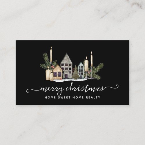 Winter Greenery Pine and Berries Holiday  Business Business Card