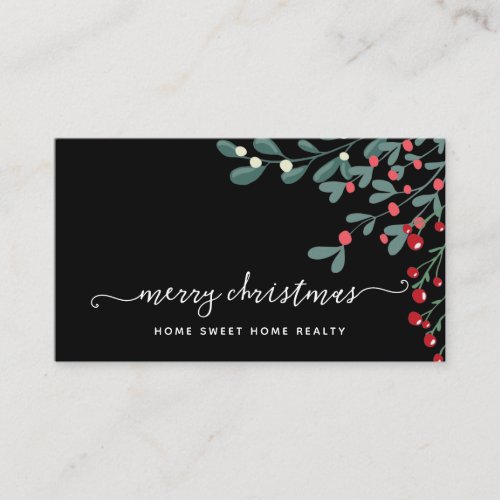 Winter Greenery Pine and Berries Holiday  Business Business Card