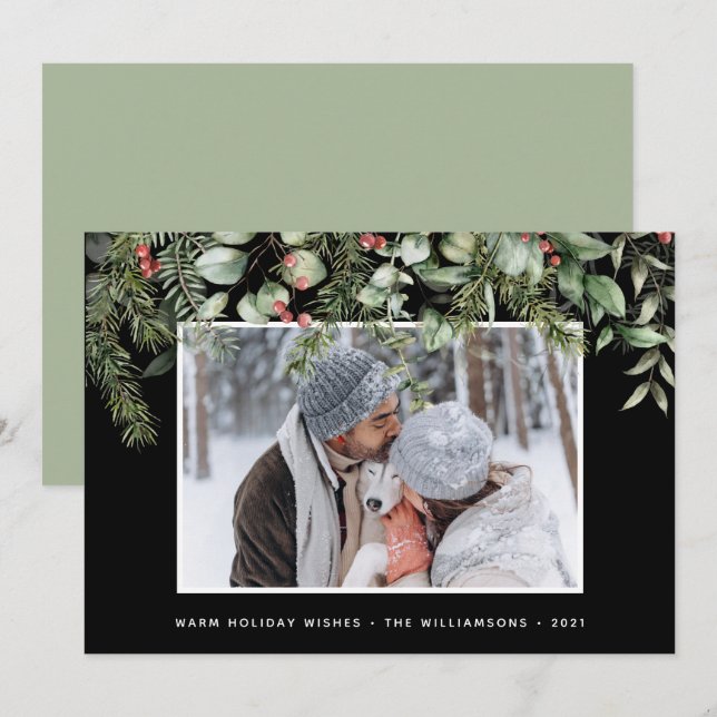 Winter Greenery | Pine and Berries Photo Holiday  (Front/Back)