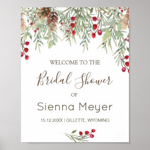 Winter Greenery Pine Bridal Shower Welcome Sign