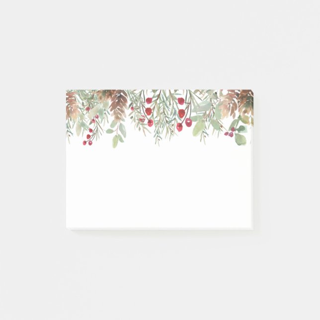 Winter Greenery Pine Christmas Holidays No Post-it Notes (Front)