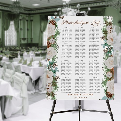 Winter Greenery Pine Cone 12 Table Wedding Seating Foam Board