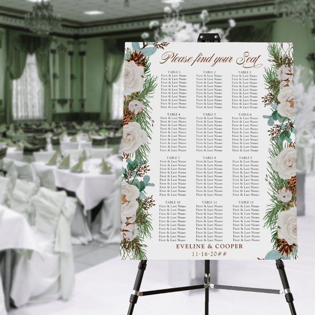 Winter Greenery Pine Cone 12 Table Wedding Seating Foam Board (Creator Uploaded)