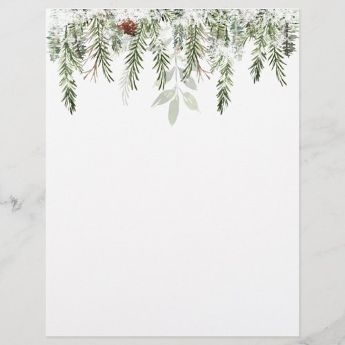 Winter Greenery Pine Cone Snow Letterhead