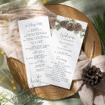 Winter Greenery Pine Cone Wedding Program<br><div class="desc">These winter-themed wedding programs feature a bouquet of pinecones, pine sprigs, greenery and snowberries at the top, with trendy handwriting calligraphy script for the headers, and easy to edit text templates. Find matching products in the collection, or message me through Zazzle Chat if you need design tweaks or more matching...</div>
