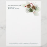 Winter Greenery Pine Red Berry Letterhead<br><div class="desc">This design features an illustration of watercolor composition of greenery foliage,  pine,  pine cones and red berries . You can adjust text according to your requirements.</div>