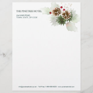 Winter Greenery Pine Red Berry Letterhead