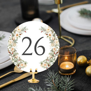 Winter Greenery Pine Tree Wreath Table Number