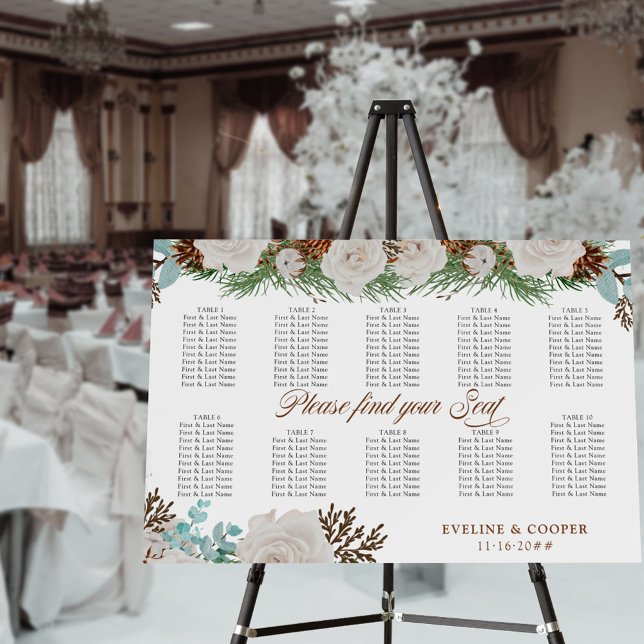 Winter Greenery Rose Pine Cone 10 Table Wedding Fo Foam Board (Creator Uploaded)