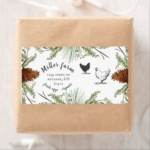 Winter Greenery Rustic Script Egg Carton Label