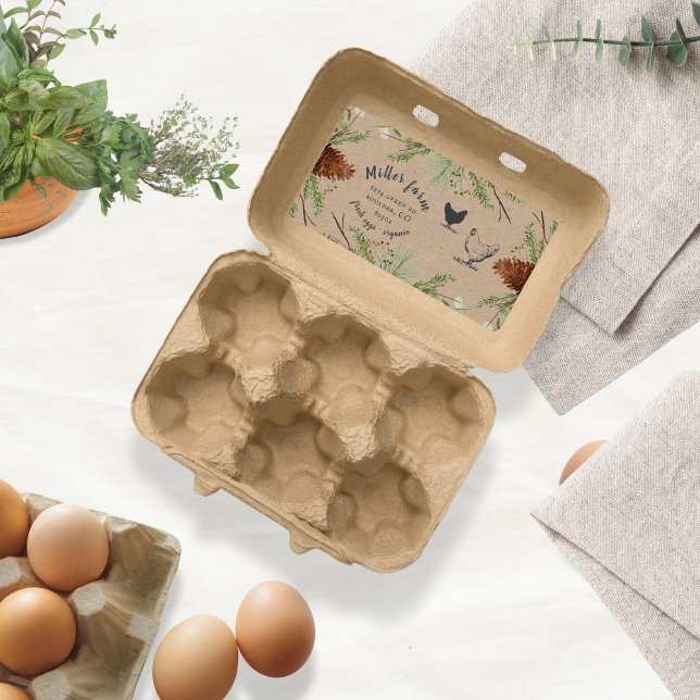 Winter Greenery Rustic Script Egg Carton Label (Creator Uploaded)