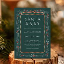 Winter Greenery Santa Baby Shower Green