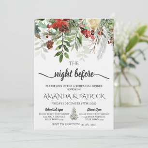Winter Greenery The Night Before Rehearsal Dinner Invitation