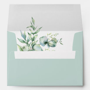 Winter greenery watercolor eucalyptus envelope