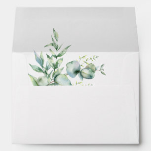 Winter greenery watercolor eucalyptus envelope