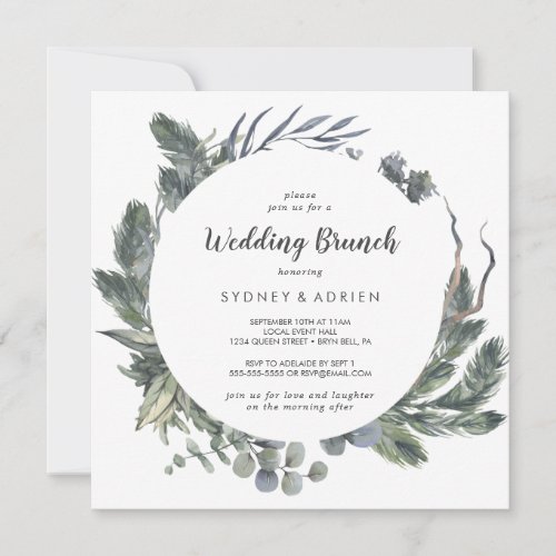 Winter Greenery Wedding Brunch Invitation