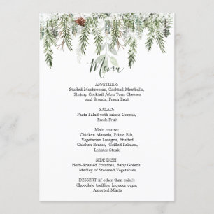 Winter Greenery Wedding Christmas Menu