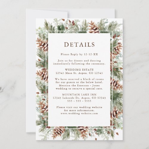 Winter Greenery Wedding Enclosure Cards