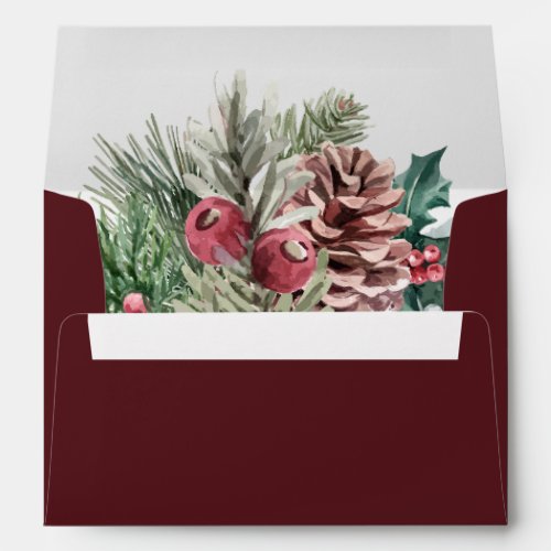 Winter Greenery Wedding Envelope